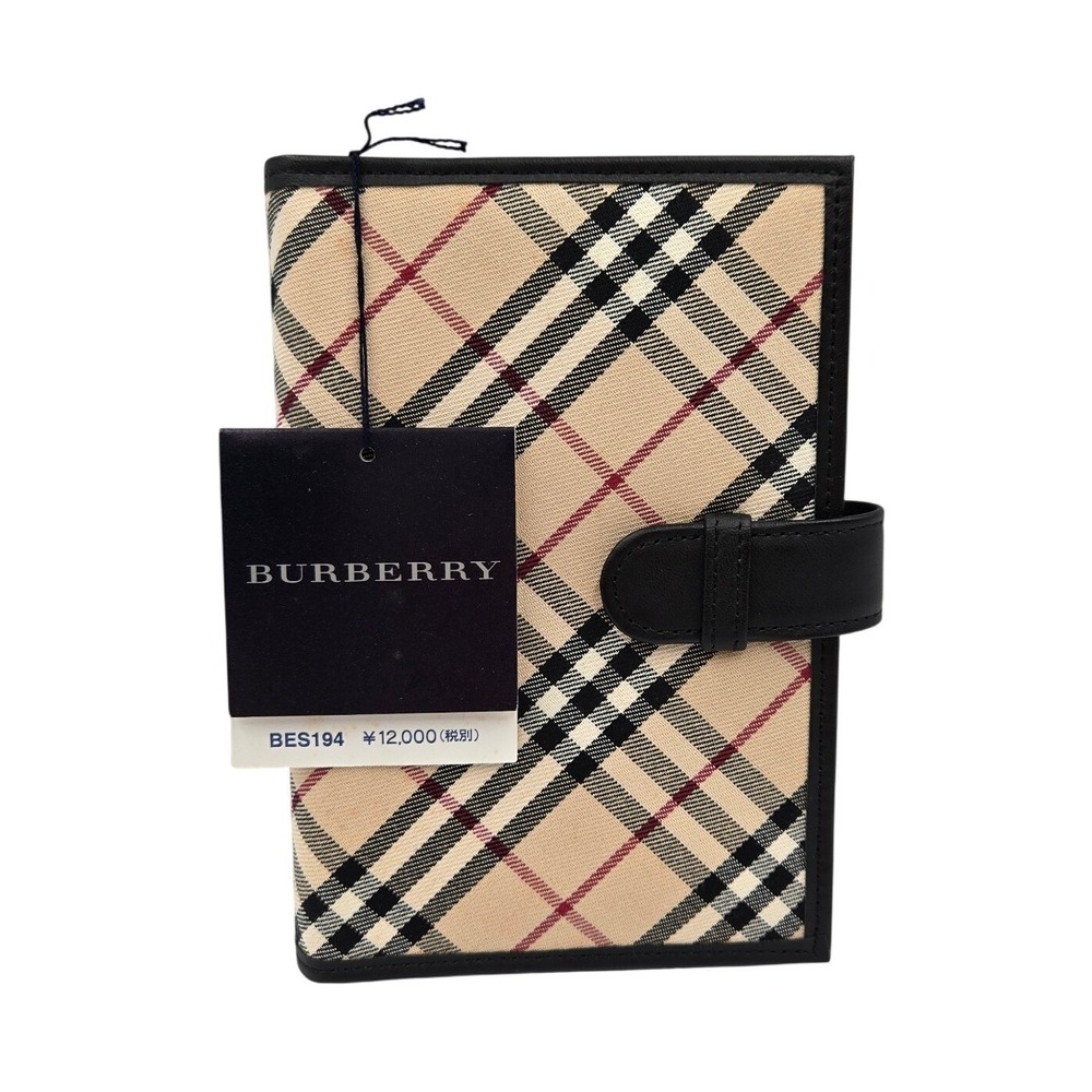Burberry Nova Check Canvas Leather 6-Ring Planner Agenda BES194 Tan Black